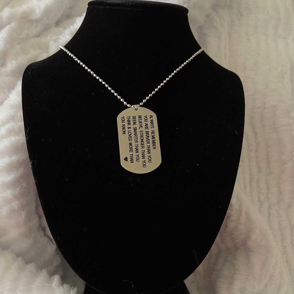 Braver, Stronger, Smarter Saying Dog Tag Necklace - Picture 5 of 13